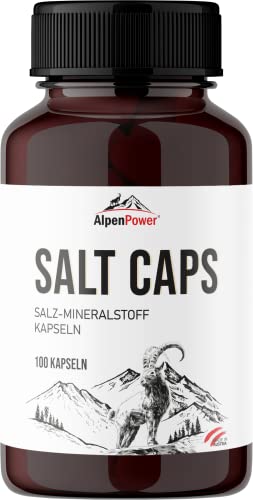 AlpenPower Salt Caps Salz-Mineralstoffkapseln 100 Kapseln - Salzkapseln mit Elektrolyten für Ausdauersport - Beugt Muskelkrämpfe vor & liefert alle wichtigen Elektrolyte - Hergestellt in Österreich