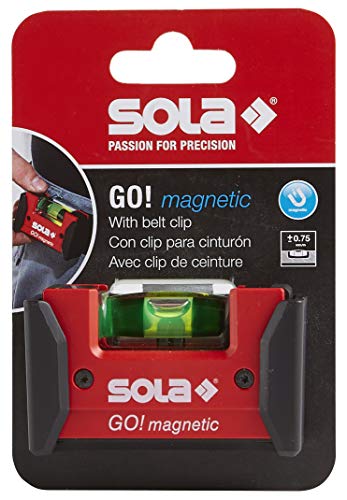 SOLA LSGOM GO! Magnetische tragbare Wasserwaage mit Clip und 1 60% vergrößerte Phiole, 7,6 cm