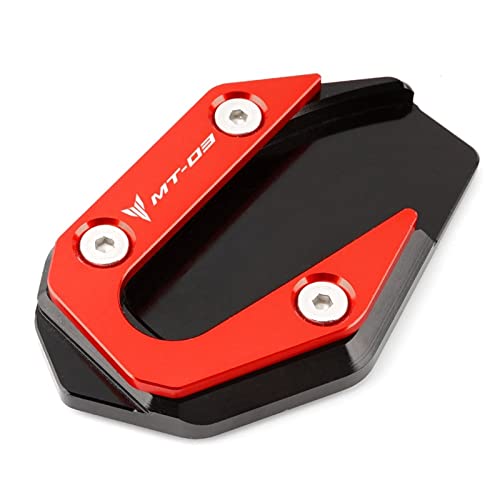 TEAUSA Kickstand Sidestand Extension Enlarger Pad Seitenständer passend for Yamaha R3 YZF-R3 2017 2018 2019 2020 MT03 MT-03 Motorradzubehör (Size : MT-03 Red)