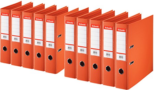 Esselte Plastik-Ordner Standard, DIN A4, 75 mm, auswechselbares Rückenschild (10er Pack, orange)