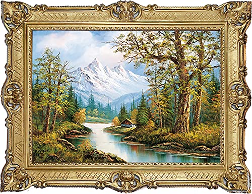 LN Wunderschönes Gemälde 90x70 cm Künstler; P. Lande *Kleiner Fluss * Bild Bilder Barock Rahmen Antik Repro Renaissance
