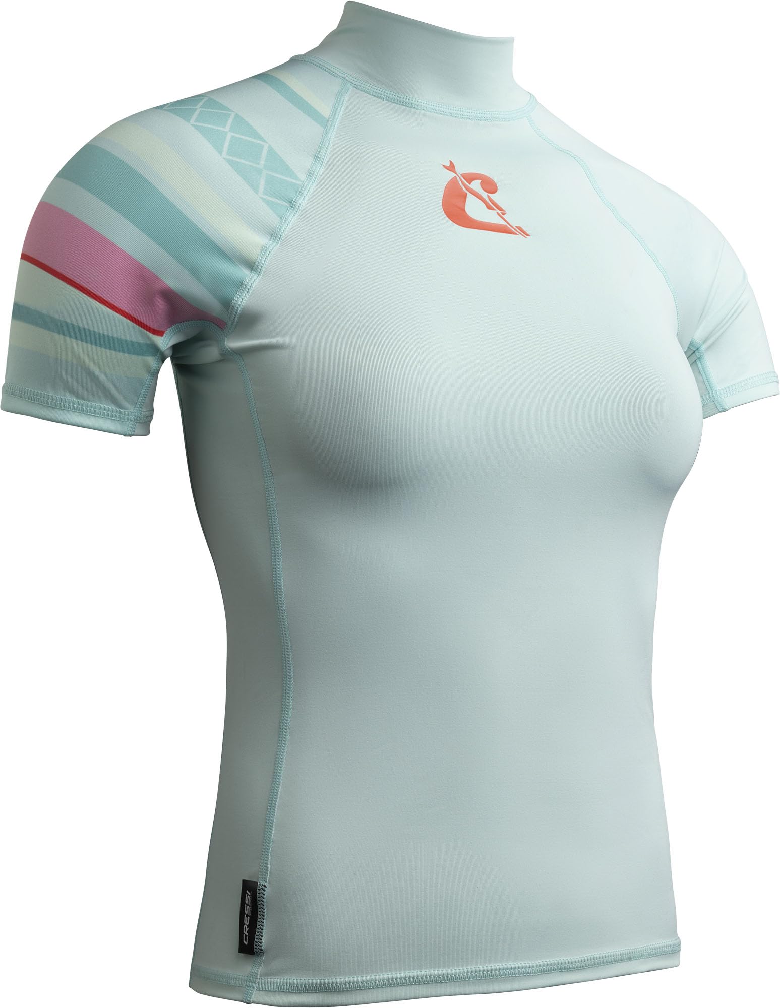 Cressi Shield Lady Rash Guard Short/SL - Protective Short Sleeve Rash Guard für SUP und Wassersport, Aquamarin/Rosa, L/4, Frauen