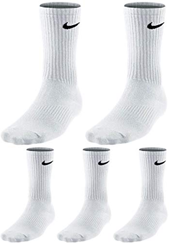 Nike 6 Paar Herren Damen Socken SX4508 weiß oder schwarz oder weiß grau schwarz (42-46, weiß grau schwarz)