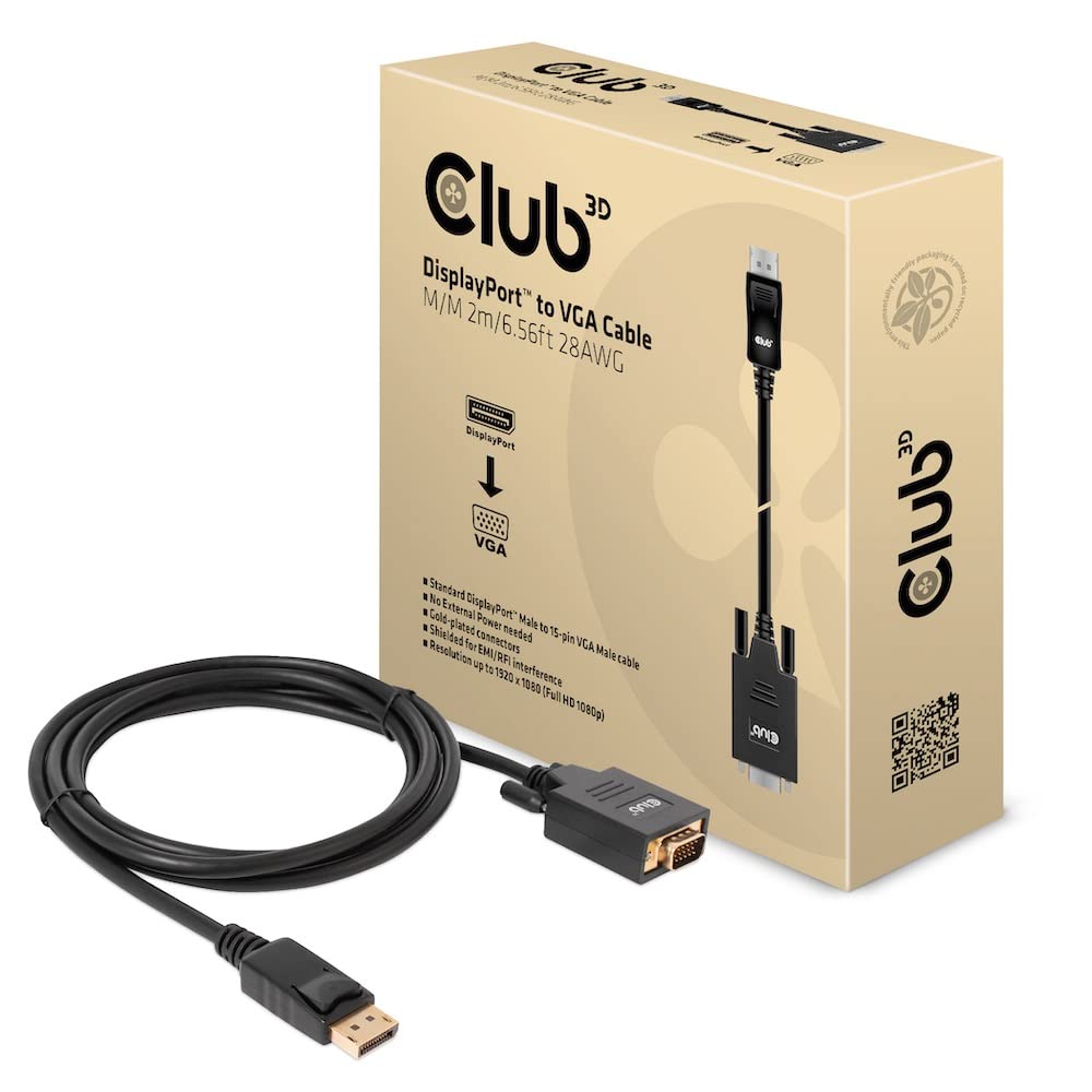 Club 3D CAC-1012 DisplayPort™ auf VGA-Kabel St./St. 2m 28AWG
