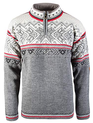 Dale of Norway Herren Vail Sweater, Smoke/Raspberry/Off White/Dark Light Charcoal, XL