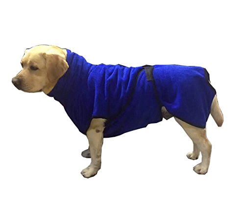 N / A Hunde-Bademantel, schnell trocknend, Mikrofaser, schnell trocknend, super saugfähig, Hundemantel, Größe L, Blau