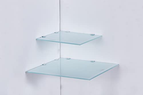 Eckregal Glasregal Glasplatte quadratisch in 3 Größen 25 I 35 cm in schwarz, weiß oder klar Glas Weiß 35 cm