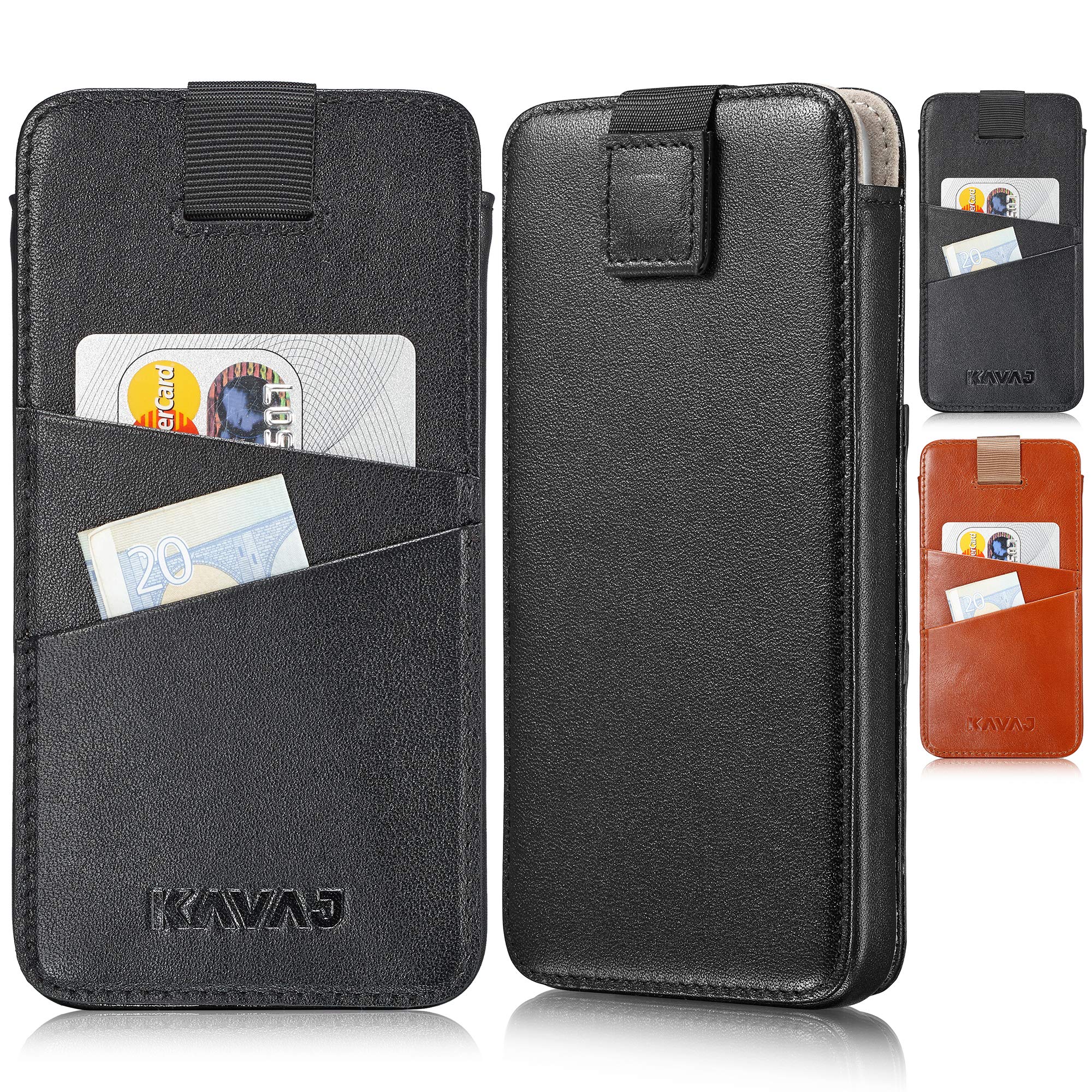 KAVAJ Tasche geeignet für Apple iPhone 12 Mini 5.4" Leder - Miami - Schwarz Handyhülle Hülle Lederhülle Mir Kartenfach