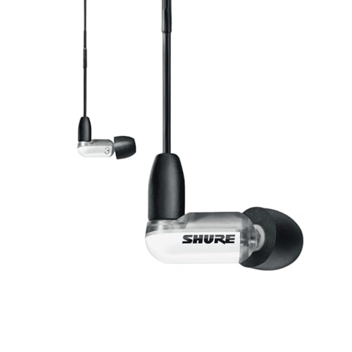 Shure AONIC 3 kabelgebundene Sound Isolating Ohrhörer, transparenter Klang, ein Treiber, In-Ear, abnehmbares Kabel, hochwertig und robust, kompatibel mit Apple- und Android-Geräten – Weiß