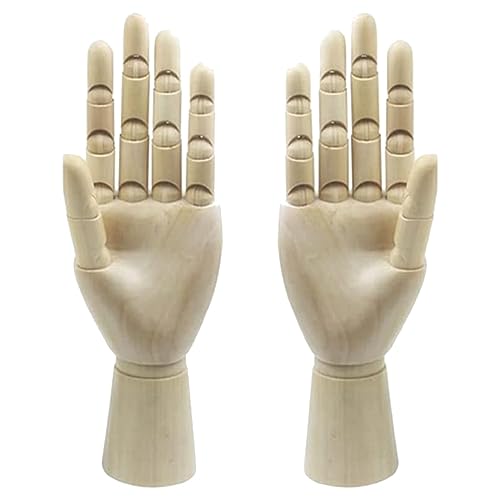 TPPIG Holzpuppe für Künstler, zum Zeichnen, bewegliche Schaufensterpuppe mit flexiblen Fingern aus Holz, 2 Stück (25,4 cm - linke Hand), langlebig