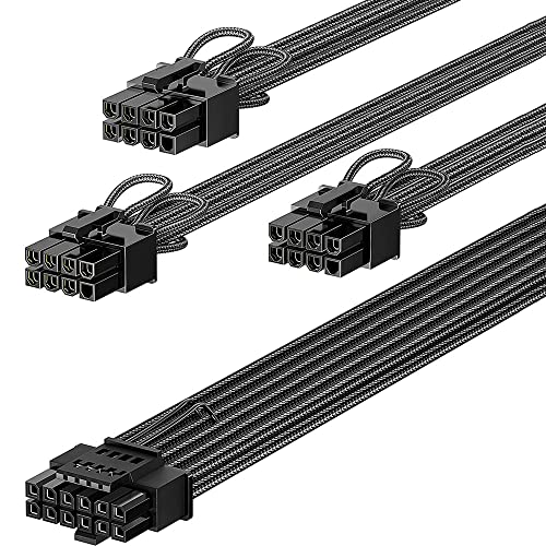 16 pin gpu kabel，PCIE 5.0 GPU Stromkabel 70cm,16pin (12+4) 12VHPWR Anschluss für RTX 3090 Ti 4080 4090,3x8pin (4+4) CPU Anschluss nur für modulare Netzteile Corsair/Great Wall/Thermaltake (schwarz)