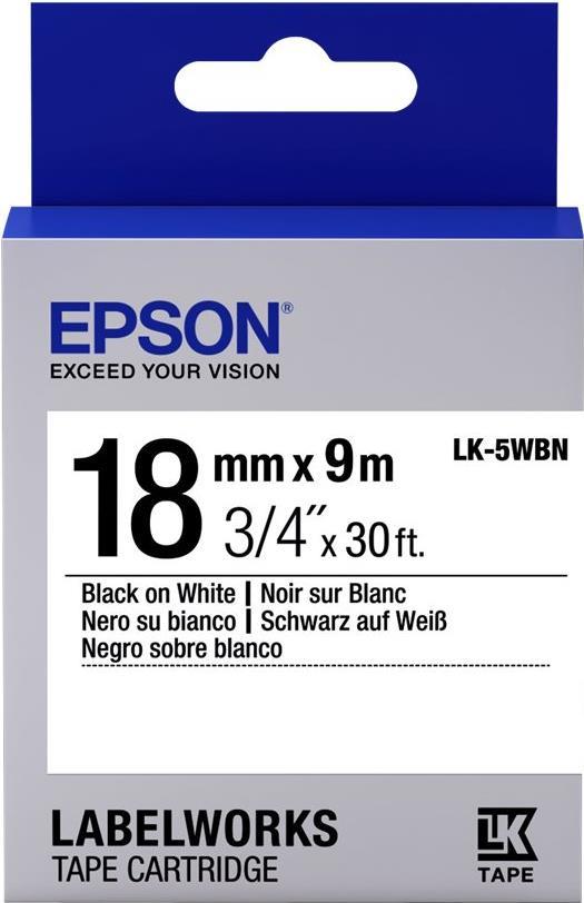 Epson LabelWorks LK-5WBN - Etikettenband - Schwarz auf Weiß - Rolle (1,8 cm x 9 m) 1 Rolle(n) - für LabelWorks LW-400, LW-400L, LW-400VP, LW-600P, LW-700, LW-900P (C53S655006)
