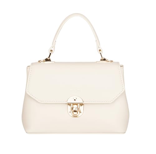 David Jones Paris – Mini-Handtasche für Damen – Mini-Handtasche – Kunstleder – Minihandtasche – elegant für Abend zum Ausgehen Mädchen Mode Trend Chic, Creamy White