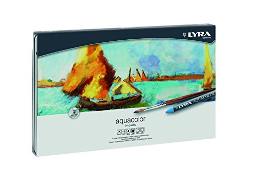 LYRA 5611480 - Aquacolor Wachsmalkreide, Metalletui 48 sortierte Farben