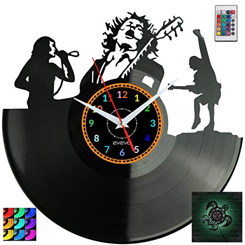 EVEVO AC-DC Wanduhr RGB LED Pilot Wanduhr Vinyl Schallplatte Retro-Uhr Handgefertigt Vintage-Geschenk Style Raum Home Dekorationen Tolles Geschenk Uhr
