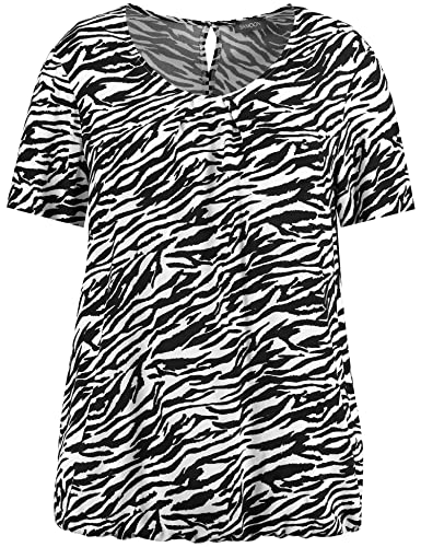 Samoon Damen Blusenshirt im Zebra-Design leger Blusenshirts, Bluse Große Größen
