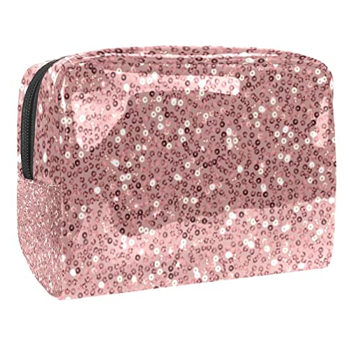 Kulturbeutel Rosa Pailletten Kosmetiktasche Drucken Kulturtasche Tragbar Toiletry Bag Brieftasche Für Reise Urlaub Zuhause 18.5x7.5x13cm