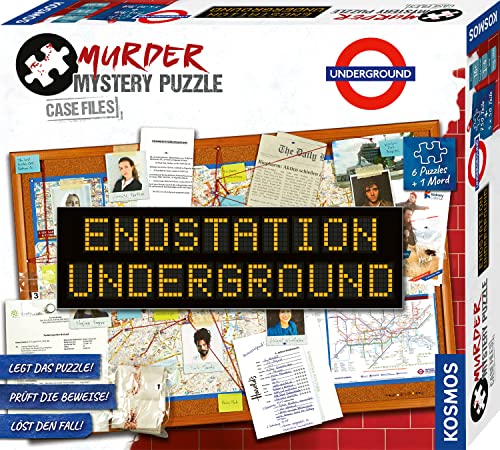 KOSMOS 682170 Murder Mystery Puzzle - Endstation Underground, Erlebnispuzzle, Puzzle meets Crime, alleine oder im Team, ab 16 Jahren, mehrere Puzzles und zahlreiche Unterlagen als Beweisstücke, Krimi