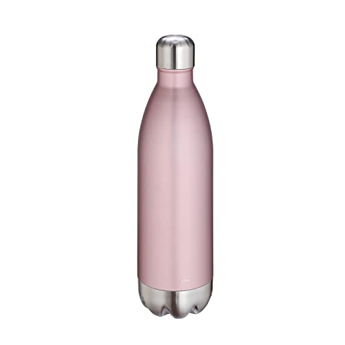 cilio ELEGANTE Trinkflasche Edelstahl | 1 Liter | roségold | auslaufsicher | Thermosflasche auch für kohlensäurehaltige Getränke | hält bis zu 18h warm und 24h kalt