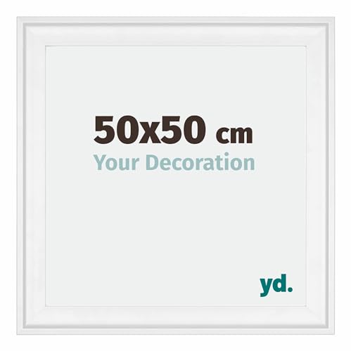 yd. Your Decoration - 50x50 cm - Bilderrahmen von Holz mit Acrylglas - Ausgezeichneter Qualität - Weiss - Antireflex - Fotorahmen - Birmingham.
