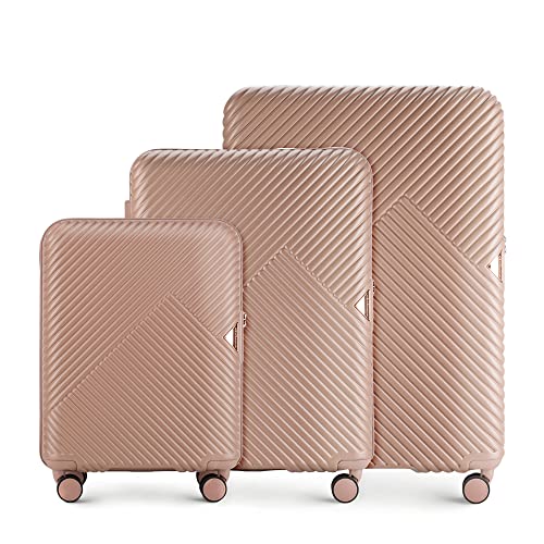 WITTCHEN Koffer – Set of 3 | hartschalen, Material: polycarbonat | hochwertiger und Stabiler | Rosa | Verschiedene Größen