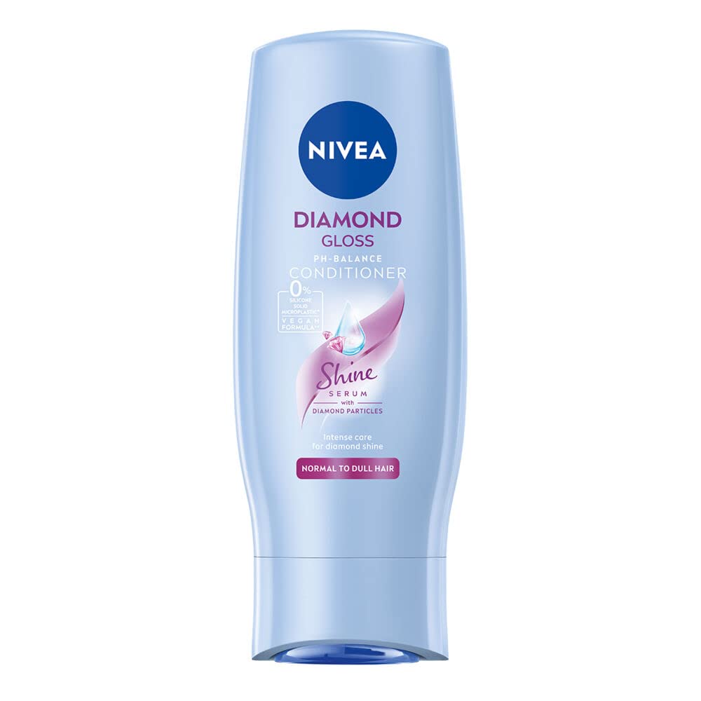 Nivea Hair Conditioner Diamond Gloss With Diamond Particles and With a Valuable Nivea Shine Serum With a Pleasant Fragrance Vegan and 95% Biodegradable 200ml (Pack of 5)