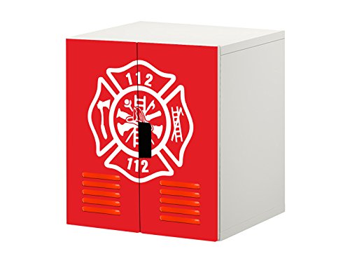 "Feuerwehr" Möbelfolie / Aufkleber - STK21 -  passend für die Kinderzimmer Kommode / Schrank mit 2 Türen STUVA von IKEA - Bestehend aus 2 passgenauen Möbelfolien (Korpus 60 x 64 cm) Möbel Nicht Inklusive