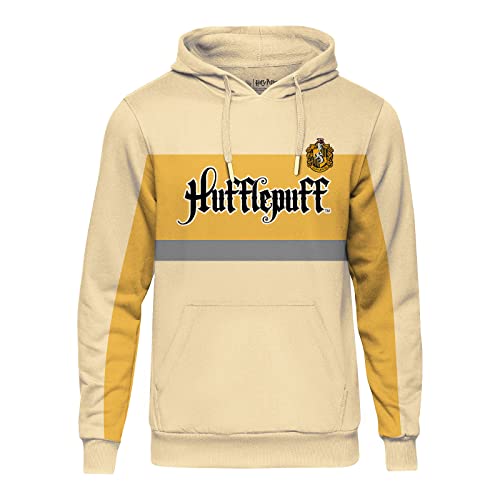 Harry Potter Hoodie mit Team Hufflepuff Block Motiv für Herren Damen Unisex Baumwolle Creme - M