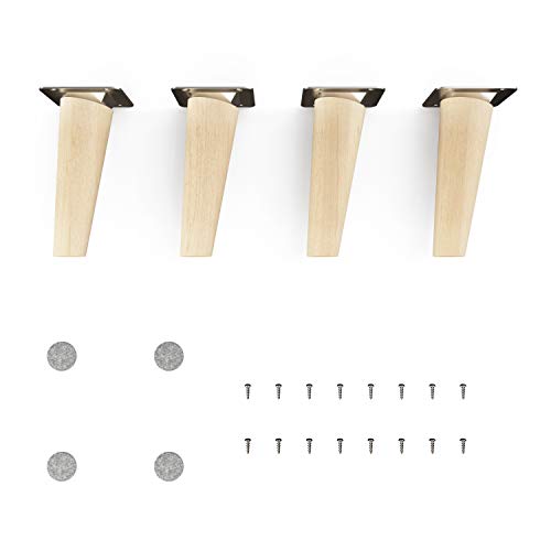 sossai® Holz-Möbelfüsse - Clif Round | Natur (unbehandelt) | Höhe: 12 cm | HMF2 | rund, konisch (schräge Ausführung) | Material: Massivholz (Buche) | für Stühle, Tische, Schränke etc.