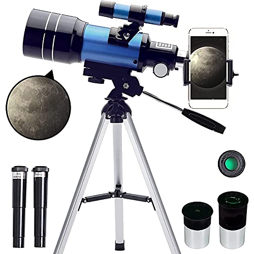 Lrporyvn Teleskop für Erwachsene und Kinder, 70 mm Öffnung (15 x 150 x), tragbares Refraktor-Teleskop für Anfänger, 300 mm Reiseteleskop