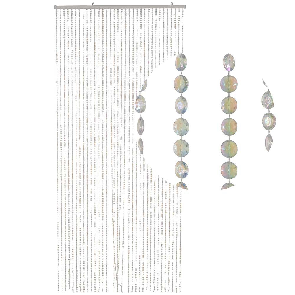 HAB & GUT -DV0315- Türvorhang DIAMANTEN, Klar-Perlmutt, 90 x 200 cm, Perlenvorhang