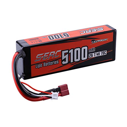 Sunpadow 2S 7.4V Lipo Battery 5100mAh 70C Hard Case with Deans T Plug for RC Car Truck Boat Vehicles Tank Buggy Racing Hobby