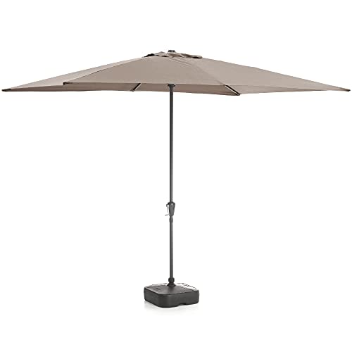 Acaza Rechteckiger Sonnenschirm 2 x 3 m, UPF-Sonnenschirm, robuster Schirm, für Terrasse, Garten, ohne Sockel, Taupe