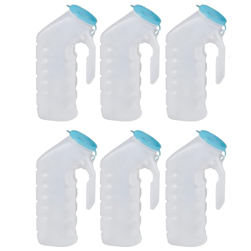 Global Deluxe Inkontinenz-Urinalflasche für Herren, 1000 ml, mit Deckel, leuchtet im Dunkeln, 6 Stück