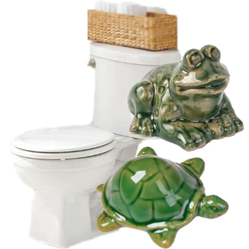 FOTTEPP Toilet Bolt Covers, Toilet Bolt Covers Decorative, Frog Ceramic Toilet Bolt Covers, Toilet Bolt Caps Frog & Fish & Turtles (Frog+Turtle)