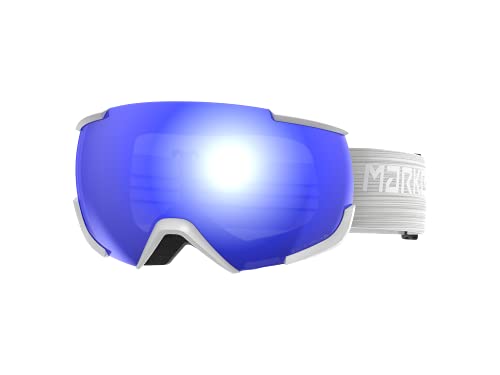 Marker Unisex – Erwachsene 16:10+ SNOWWHITE w/Blue HD Mirror Skibrille, Large fit