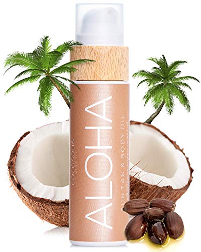COCOSOLIS Aloha Bräunungsbeschleuniger mit Vitamin E, Kakaobutter - Bräunungscreme & Bodylotion Kakao - Bio-Bräunungsöl mit 6 Kostbare Öle - 110 ml
