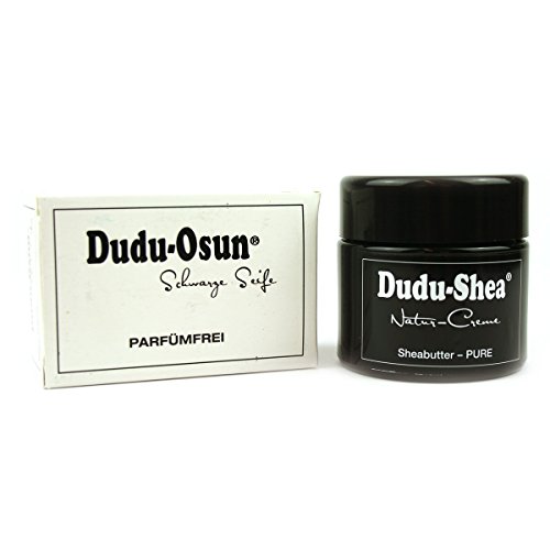 Dudu-Osun - Set PURE - 1x 100% reine Sheabutter Natur-Creme PURE 100ml + 1x Dudu-Osun PURE Parfümfreie Schwarze Seife Fragrance-free 150g
