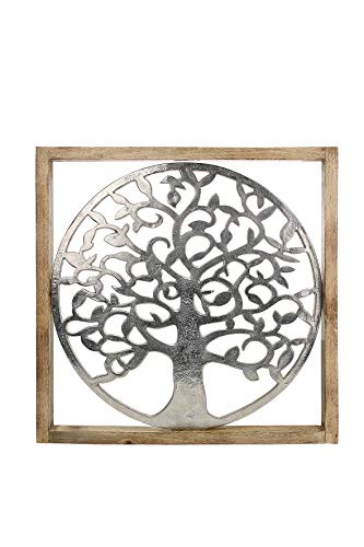 GILDE Rahmen Lebensbaum - aus Mango-Holz mit Aluminium Baum 60 x 60 cm