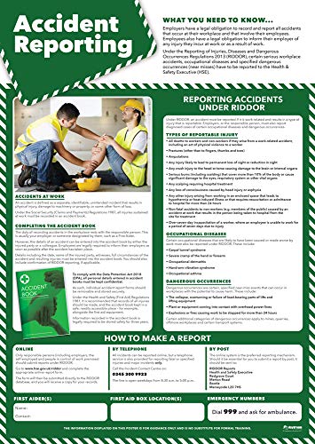 Daydream Education Poster „Accident Reporting“, laminiertes Glanzpapier, 850 x 594 mm (A1), Wandposter für Gesundheit und Sicherheit in Büro und Gewerbe (evtl. nicht in deutscher Sprache)