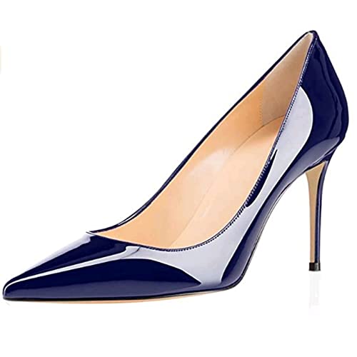 GAOword High Heels 8 cm / 3,15 Zoll Damen Spitze Zehen Stiletto Schuhe Für Damen Spitze Zehe Party Abendkleid High Heels Abschlussball,Blau,38 EU