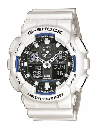 Casio G-Shock Analog-Digital Herren-Armbanduhr GA-100B weiß, 20 BAR
