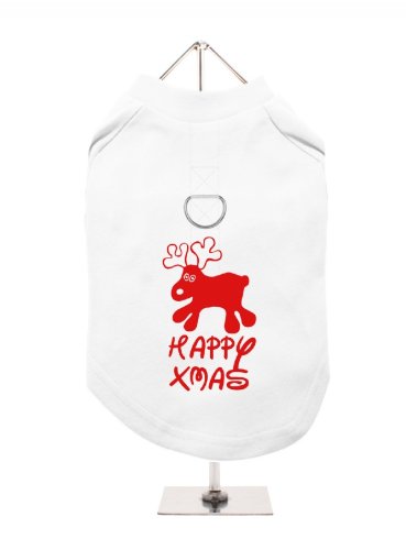 '"Christmas: Happy Xmas" UrbanPup Hunde/T-Shirt (weiß/rot)
