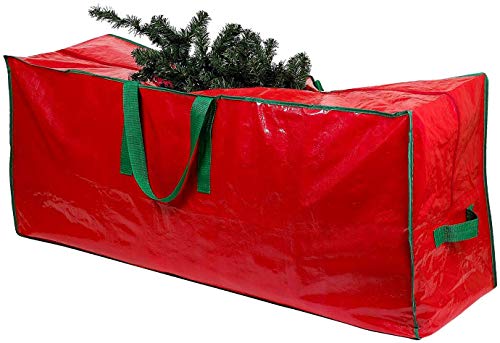 SHATCHI Weihnachts-Aufbewahrungsbehälter für bis zu 2,7 m, zerlegter künstlicher Weihnachtsbaum, langlebiges wasserdichtes Material, mit Reißverschluss und Tragegriffen, Rot, 164 x 38 x 76 cm