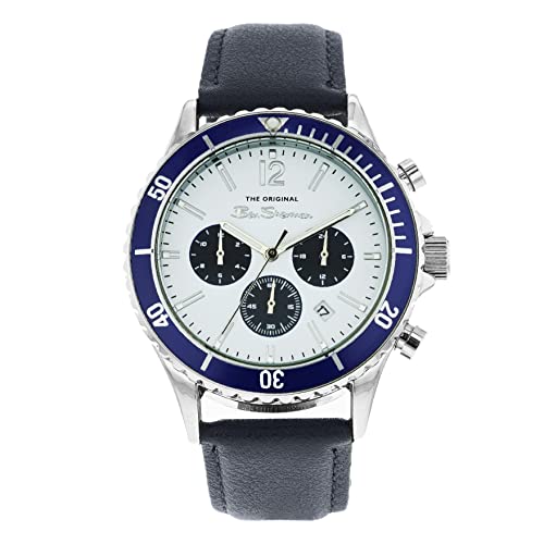 Ben Sherman Herren Marineblaue Armbanduhr mit PU-Armband und grauem Zifferblatt