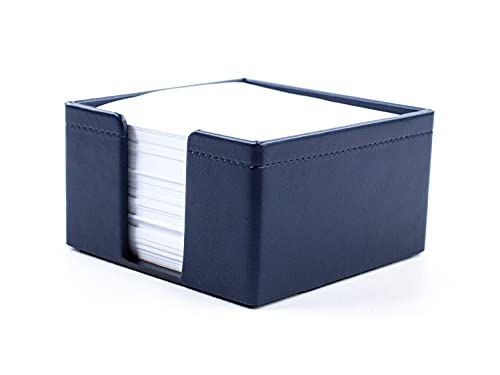 DELMON VARONE - Zettelkasten aus veganem Kunstleder Blau - Zettelbox inkl. 500 Blatt Papier - Notizzettelbox in für Schreibtisch & Büro - Notizzettel Box zum Notieren von Gedanken, Ideen & Notizen