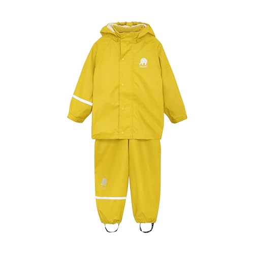 Celavi Kinder Unisex Regen Anzug, Jacke und Hose, Alter 8-9 Jahre, Größe: 130, Farbe: Gelb, 1145