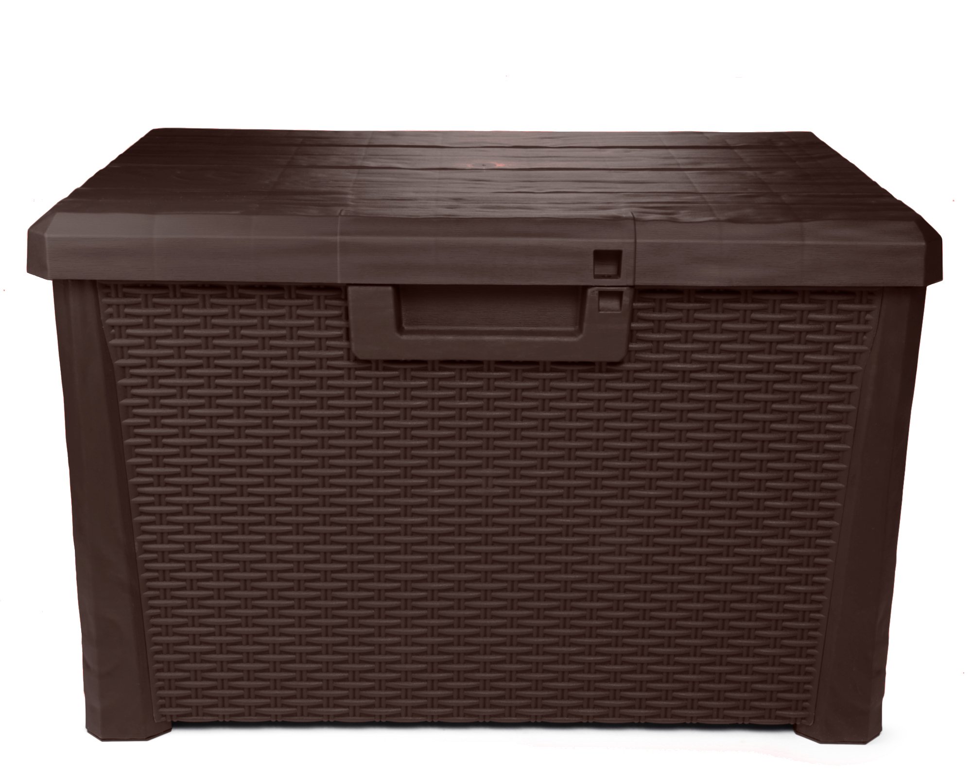 Ondis24 Kissenbox Nevada kompakt Auflagenbox Gartenbox Allzweckbox Sitztruhe 120 Liter (braun)