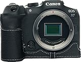 Zakao Kameratasche für Canon EOS R7, handgefertigt, aus echtem Leder, Schwarz , Modern