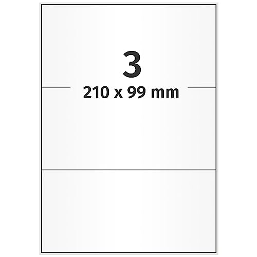 Labelident Laseretiketten selbstklebend auf DIN A4 Bogen - 210 x 99 mm - 1.500 Universal Etiketten weiß, matt, 500 Blatt Papier Laserdrucker Etiketten